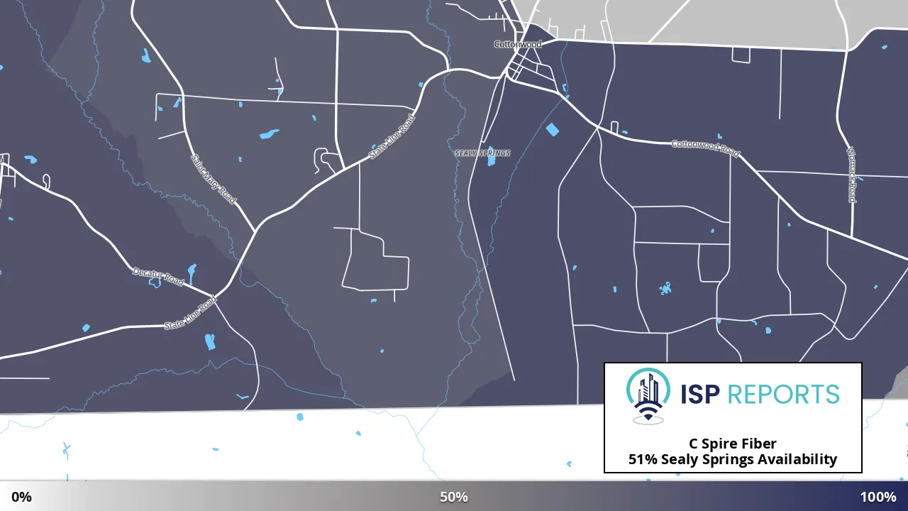 Sealy Springs, AL map of internet availability
