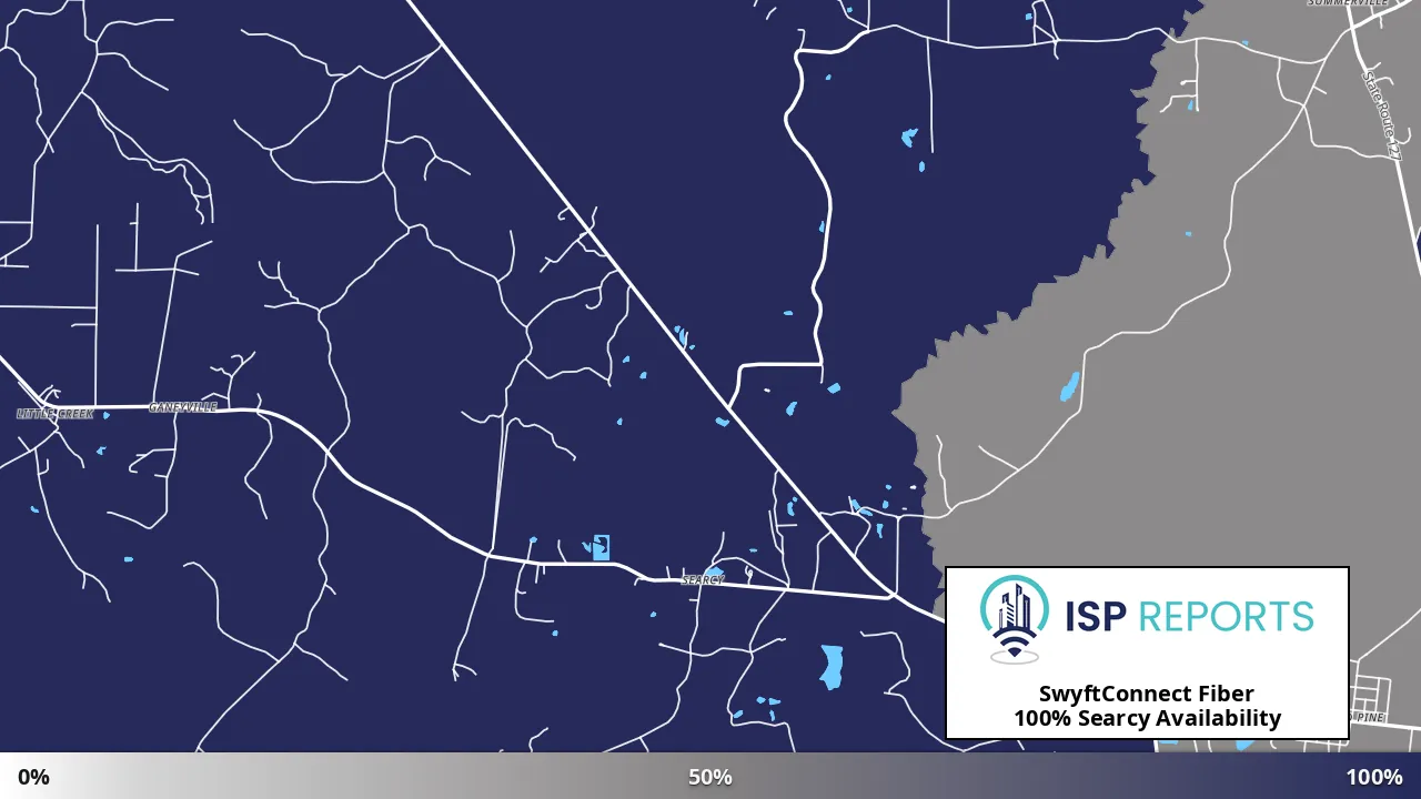 Searcy, LA map of internet availability