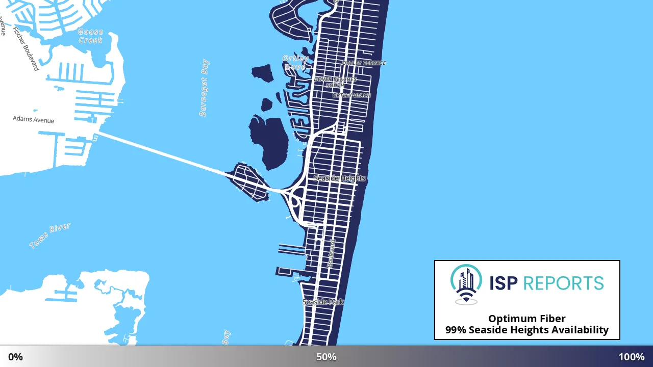 Seaside Heights, NJ map of internet availability