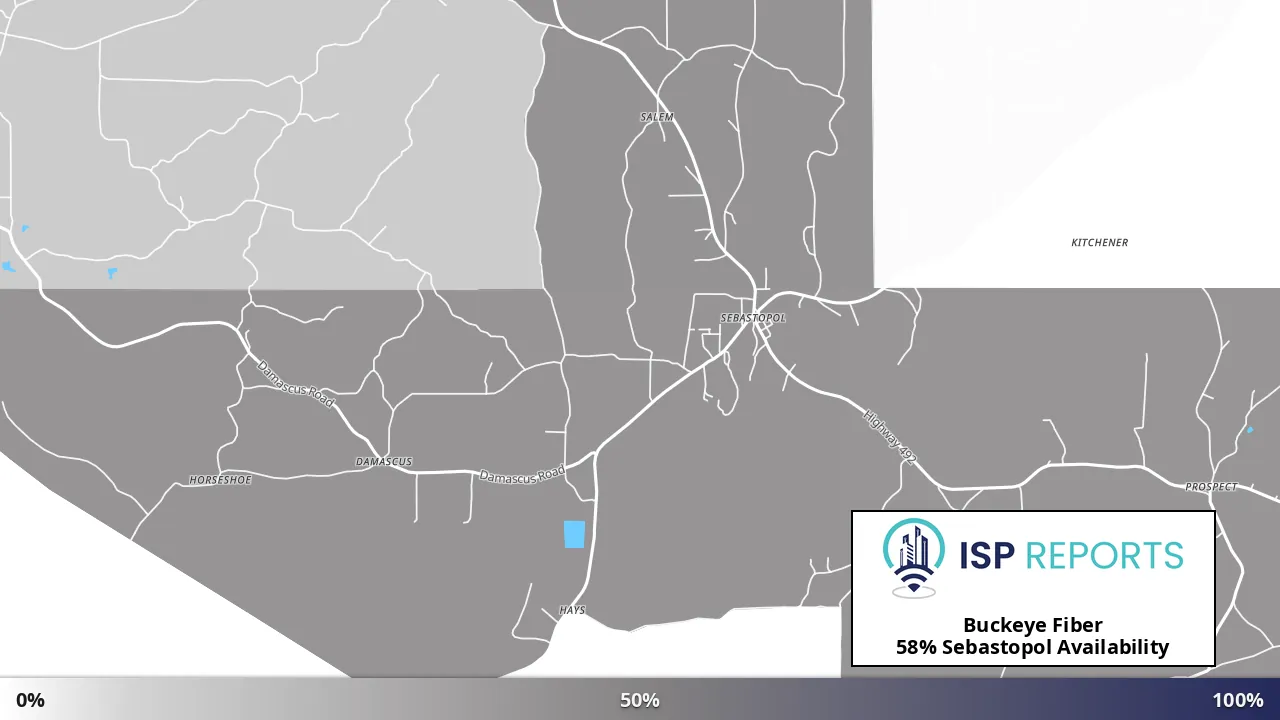 Sebastopol, MS map of internet availability