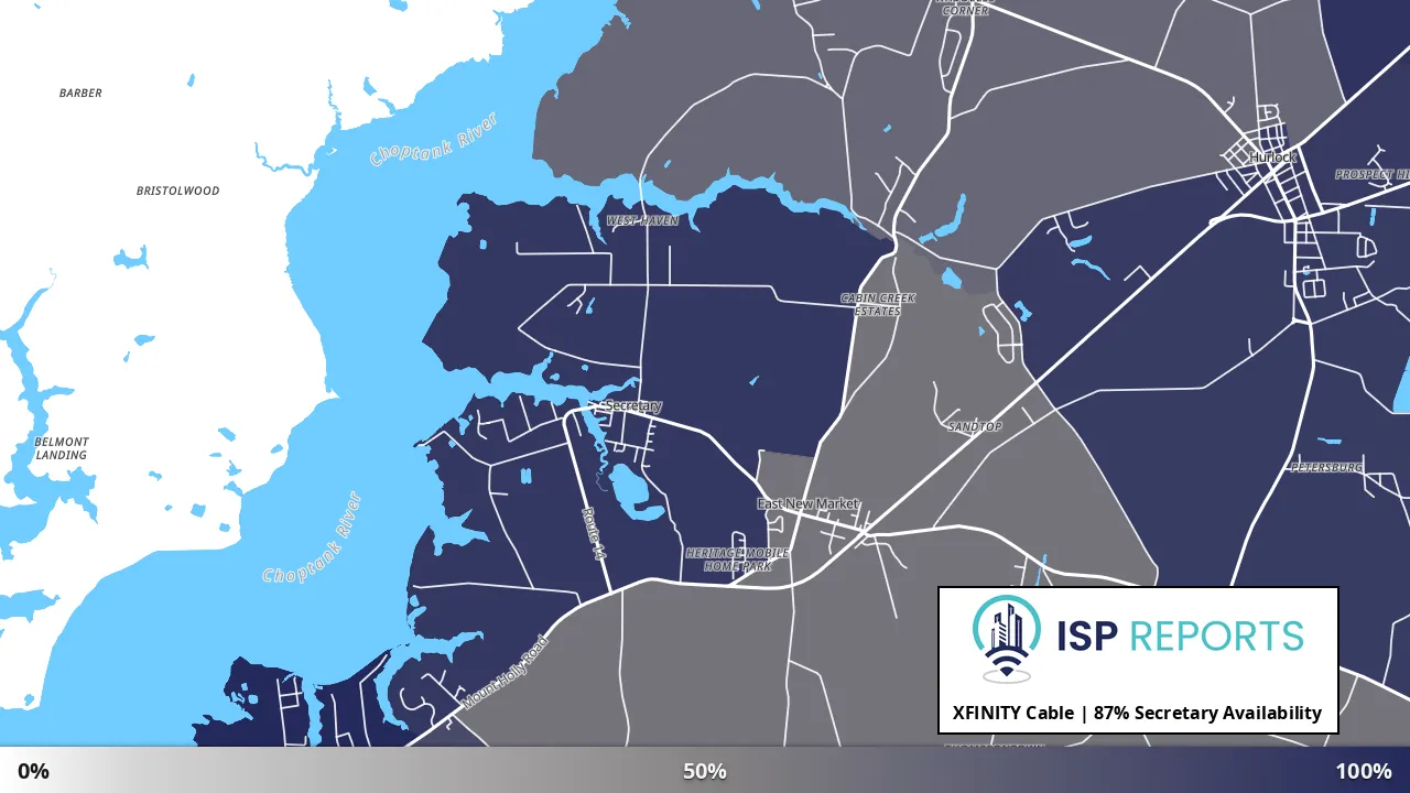 Secretary, MD map of internet availability