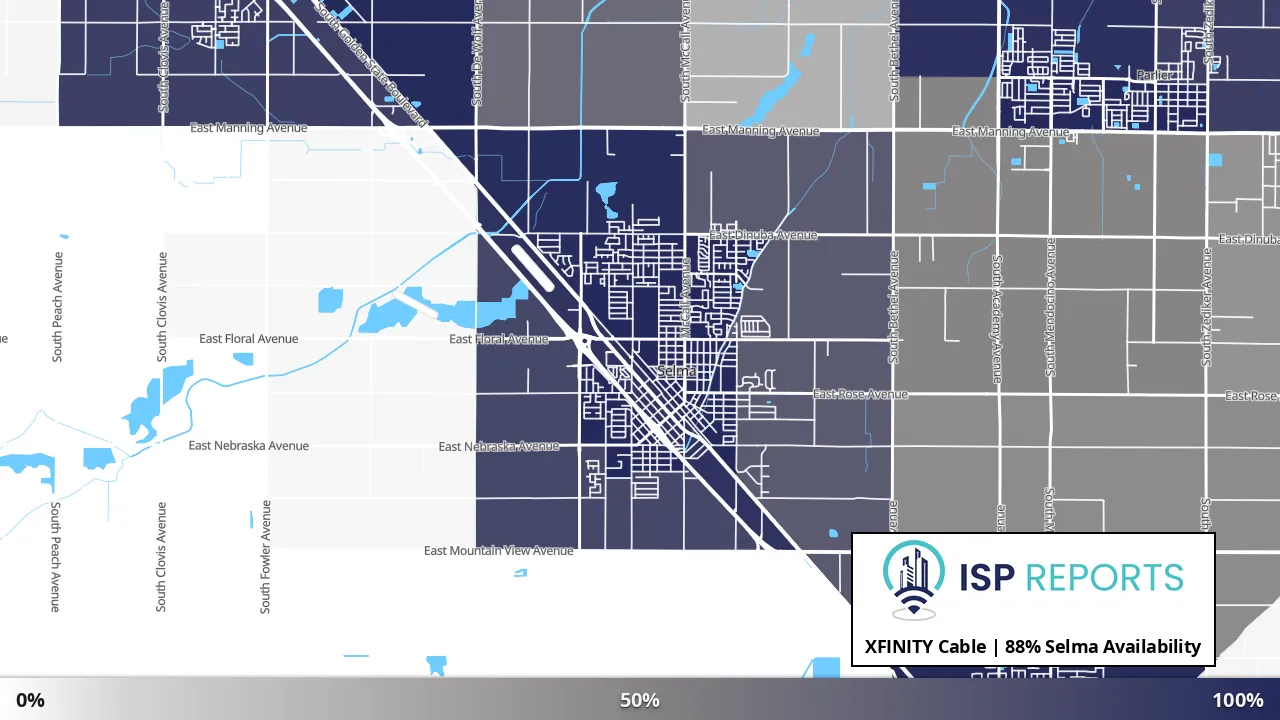 Selma, CA map of internet availability