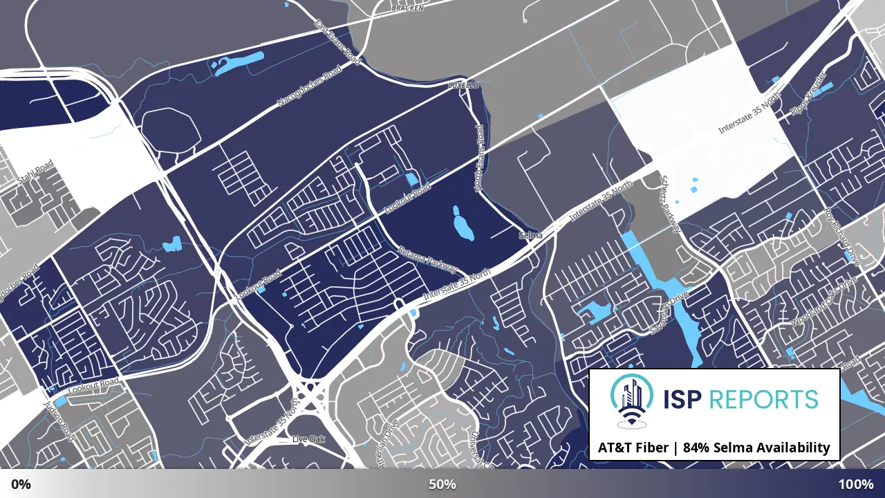Selma, TX map of internet availability