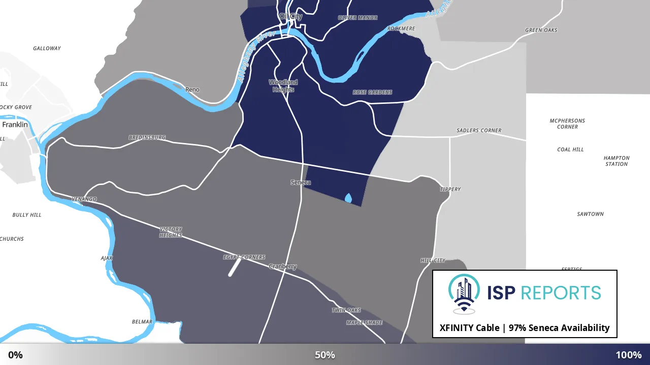 Seneca, PA map of internet availability