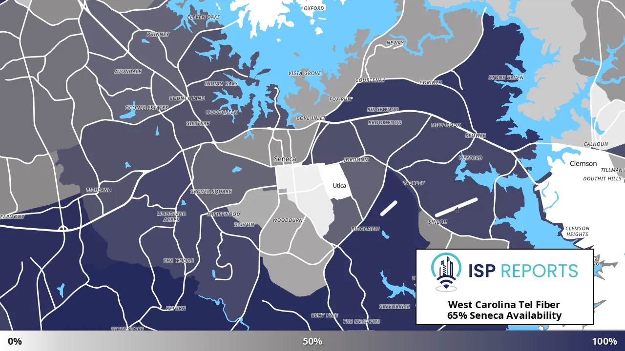 Seneca, SC map of internet availability