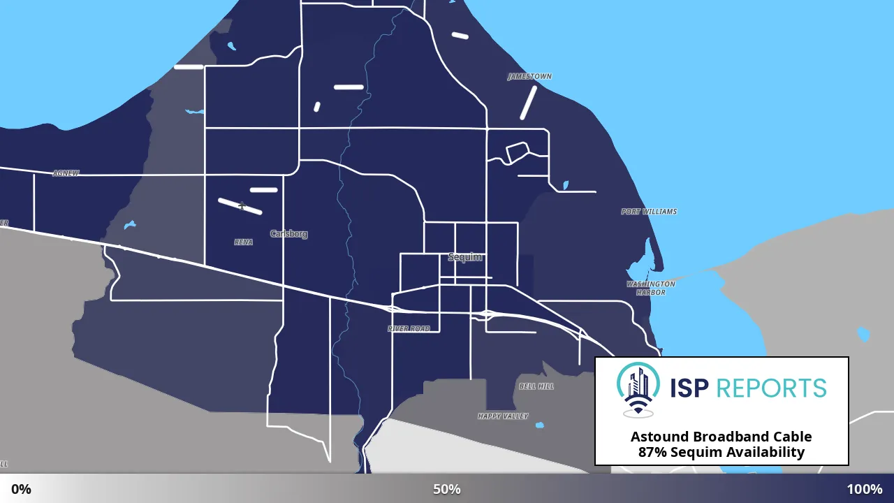 Sequim, WA map of internet availability