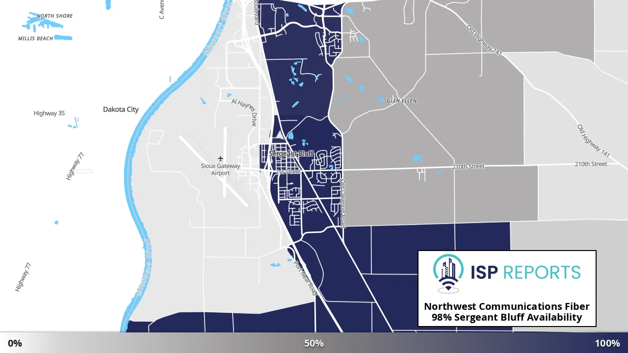 Sergeant Bluff, IA map of internet availability