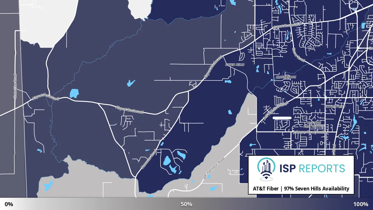 Seven Hills, AL map of internet availability