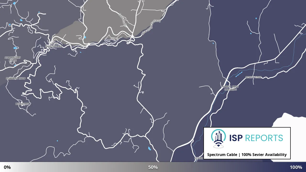 Sevier, NC map of internet availability