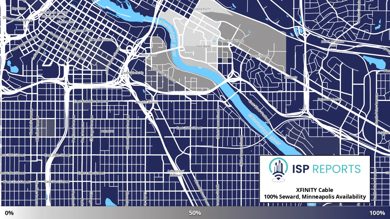 Seward, Minneapolis, MN map of internet availability