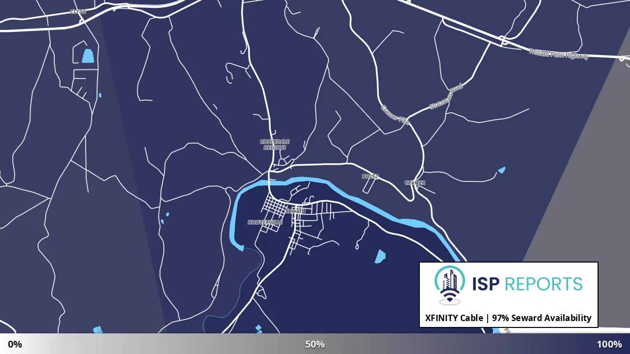 Seward, PA map of internet availability