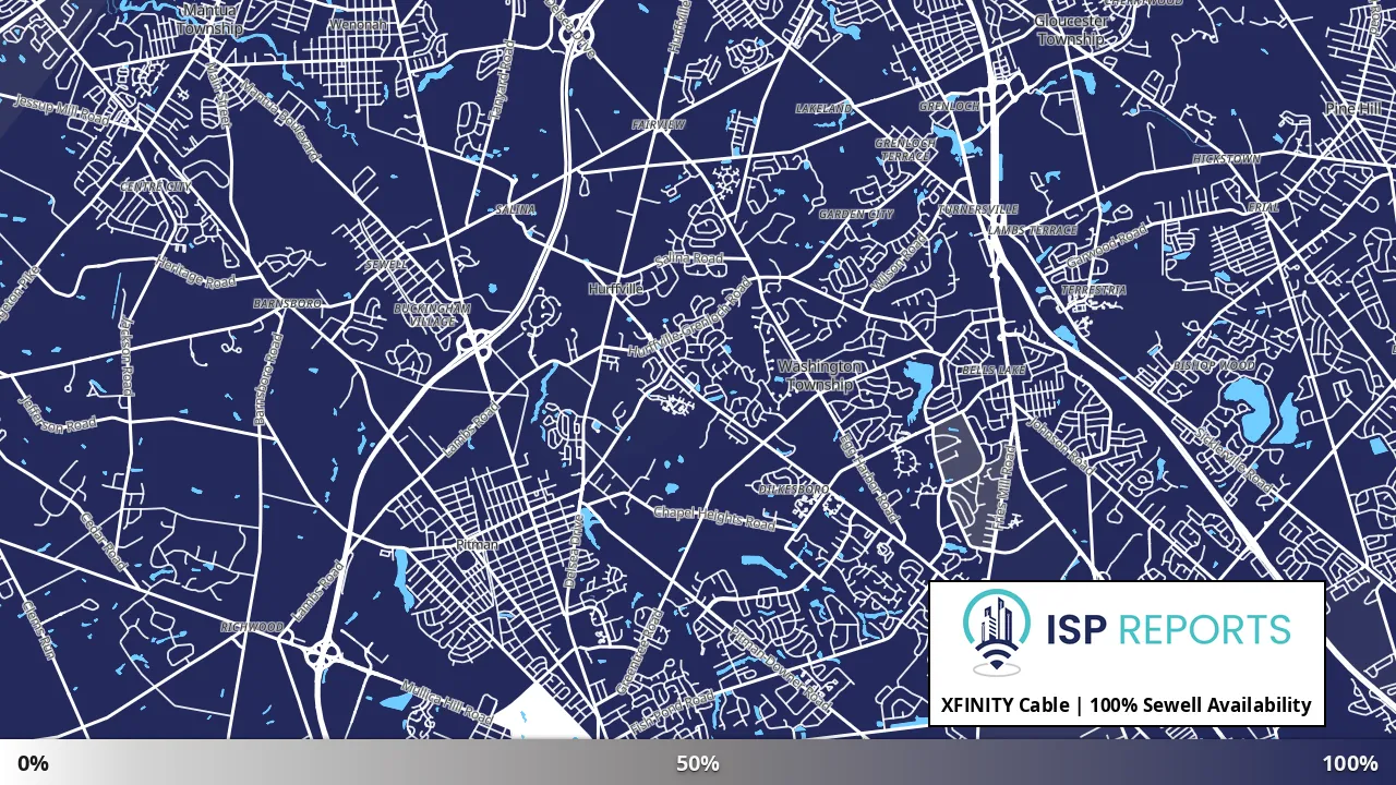 Sewell, NJ map of internet availability