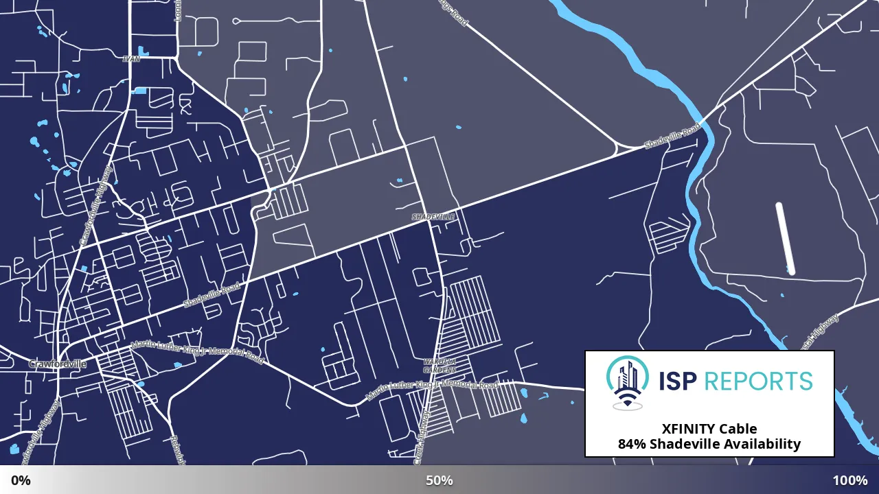 Shadeville, FL map of internet availability