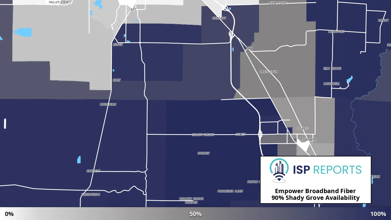 Shady Grove, AR map of internet availability