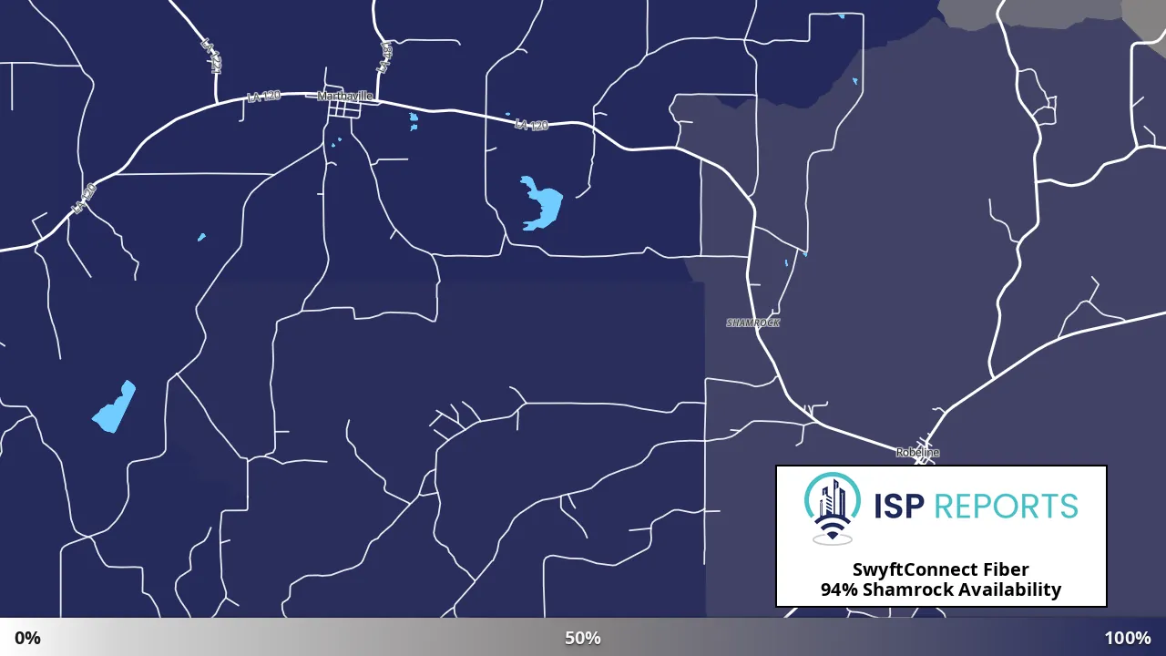 Shamrock, LA map of internet availability