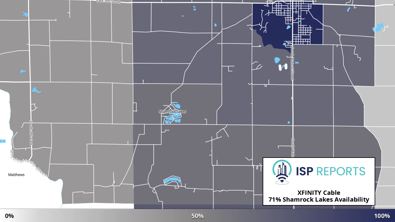 Shamrock Lakes, IN map of internet availability