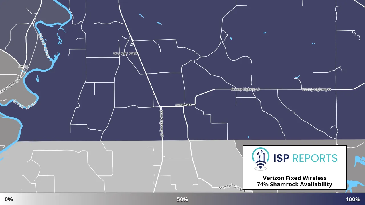Shamrock, WI map of internet availability