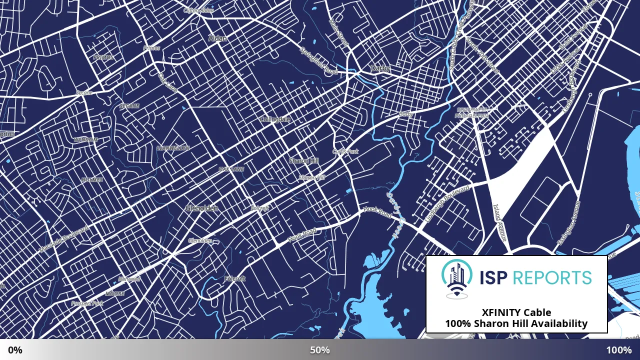 Sharon Hill, PA map of internet availability
