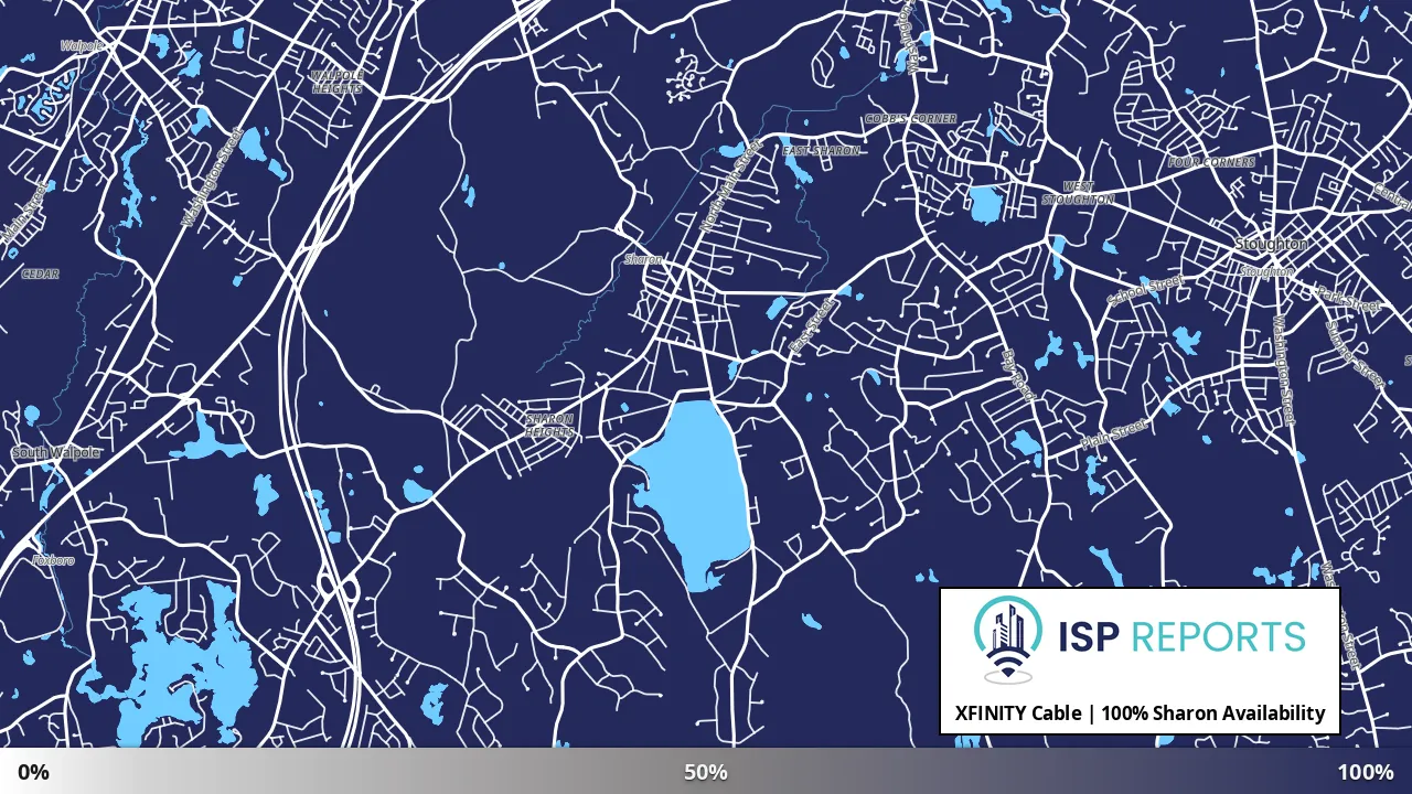 Sharon, MA map of internet availability
