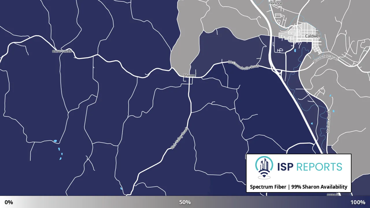 Sharon, OH map of internet availability