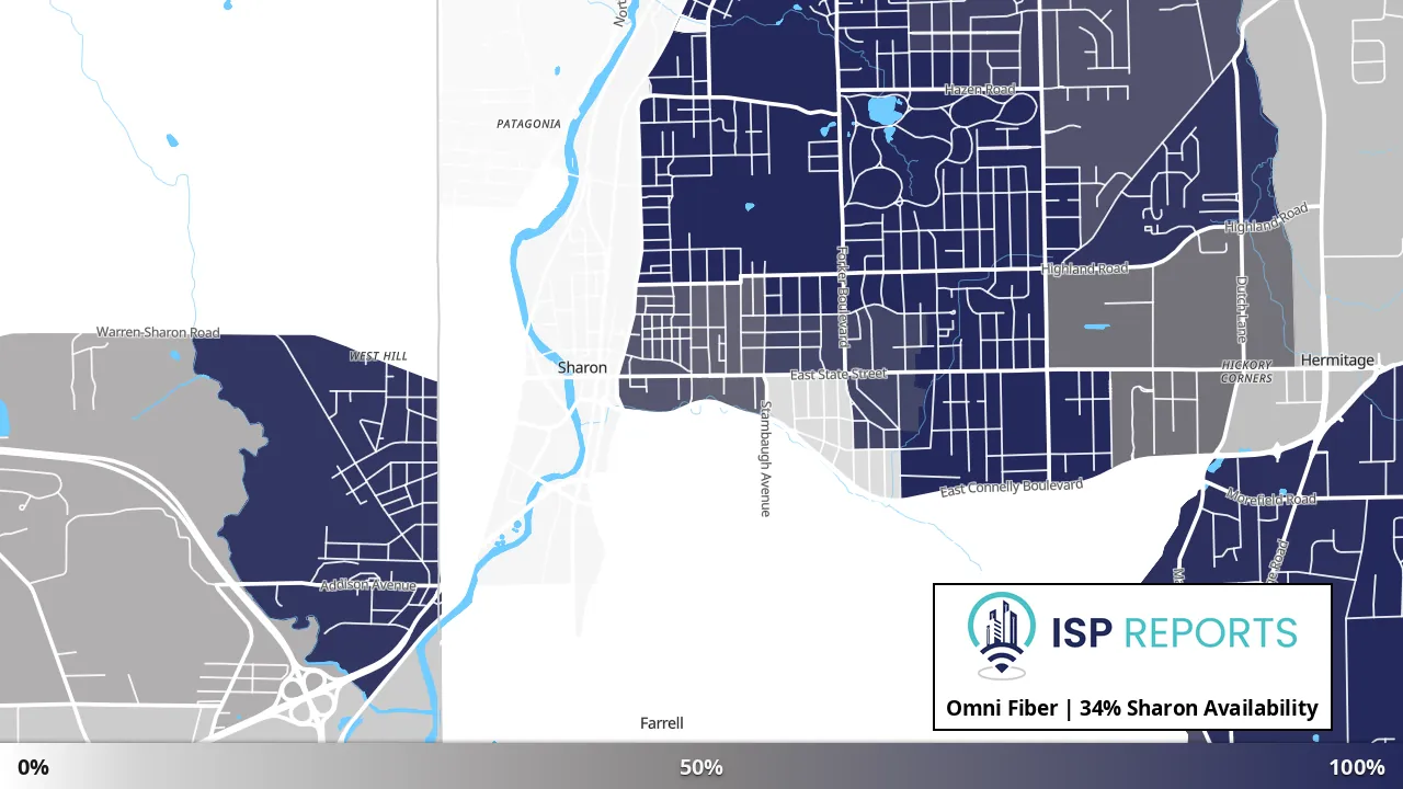 Sharon, PA map of internet availability