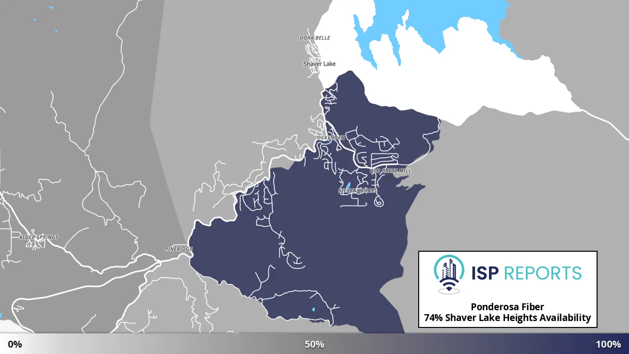 Shaver Lake Heights, CA map of internet availability