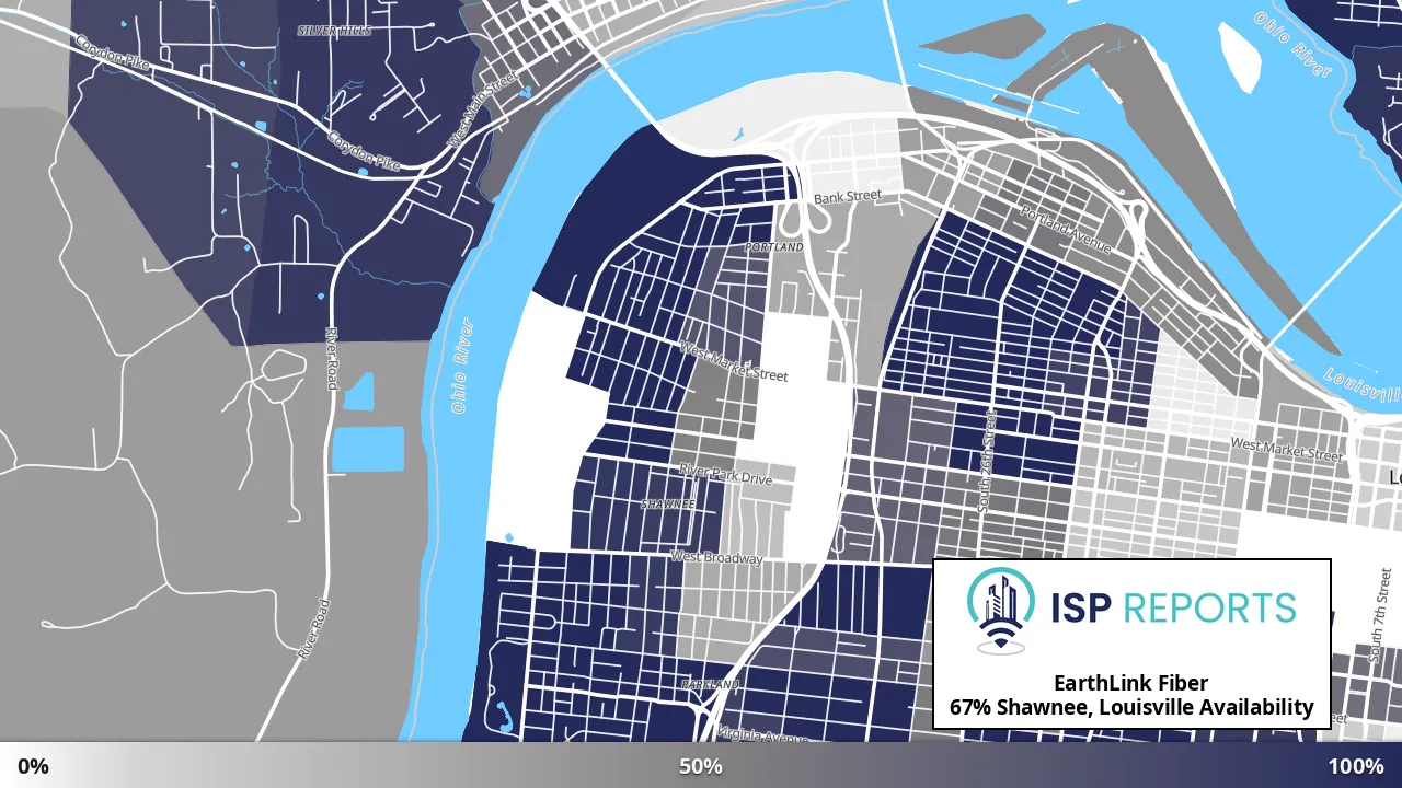 Shawnee, Louisville, KY map of internet availability