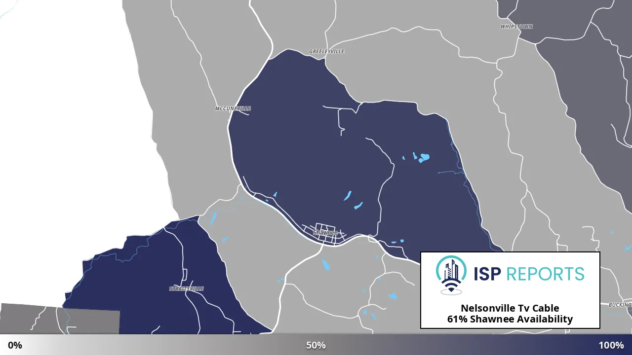 Shawnee, OH map of internet availability