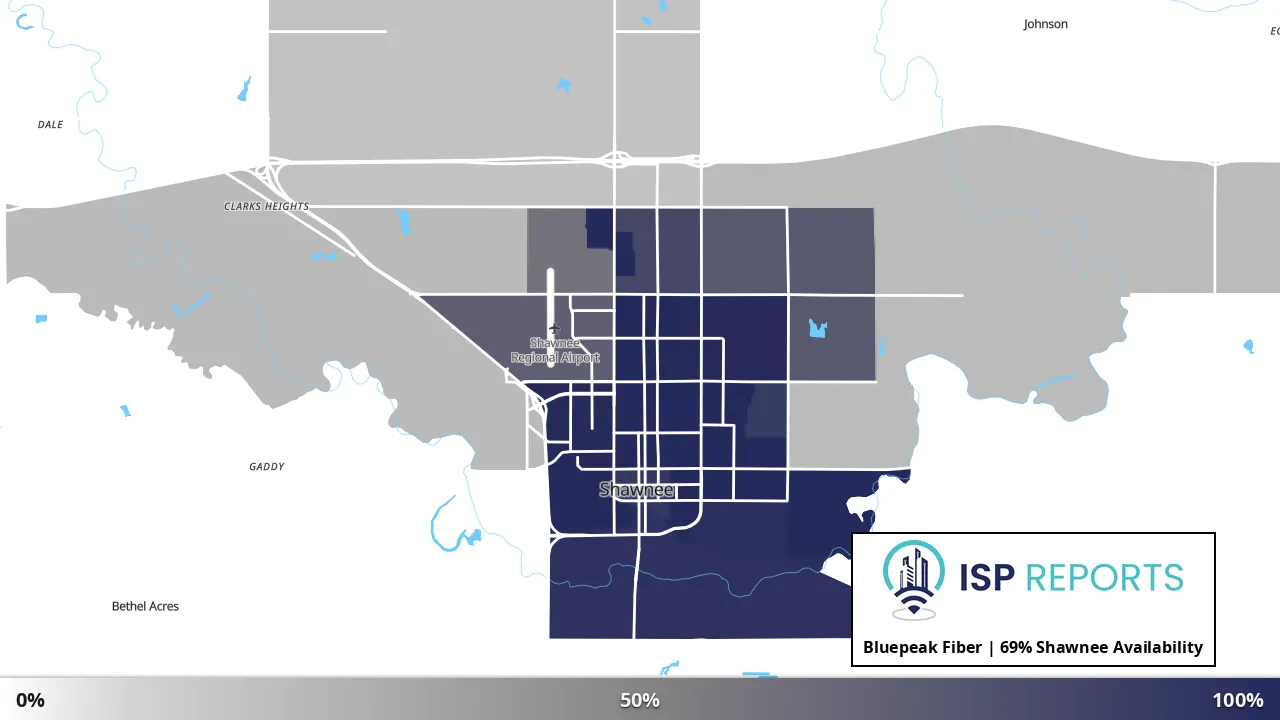 Shawnee, OK map of internet availability