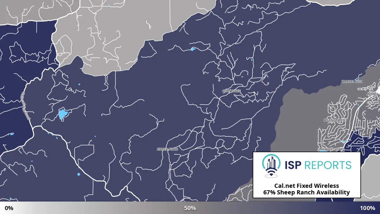 Sheep Ranch, CA map of internet availability