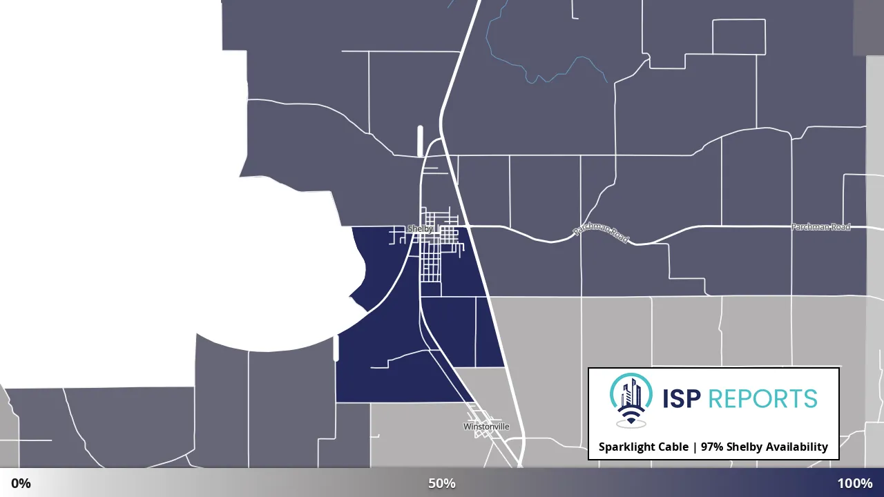 Shelby, MS map of internet availability