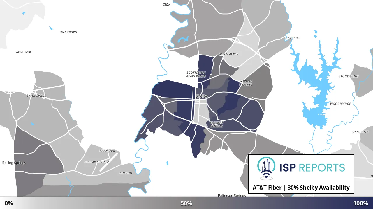Shelby, NC map of internet availability