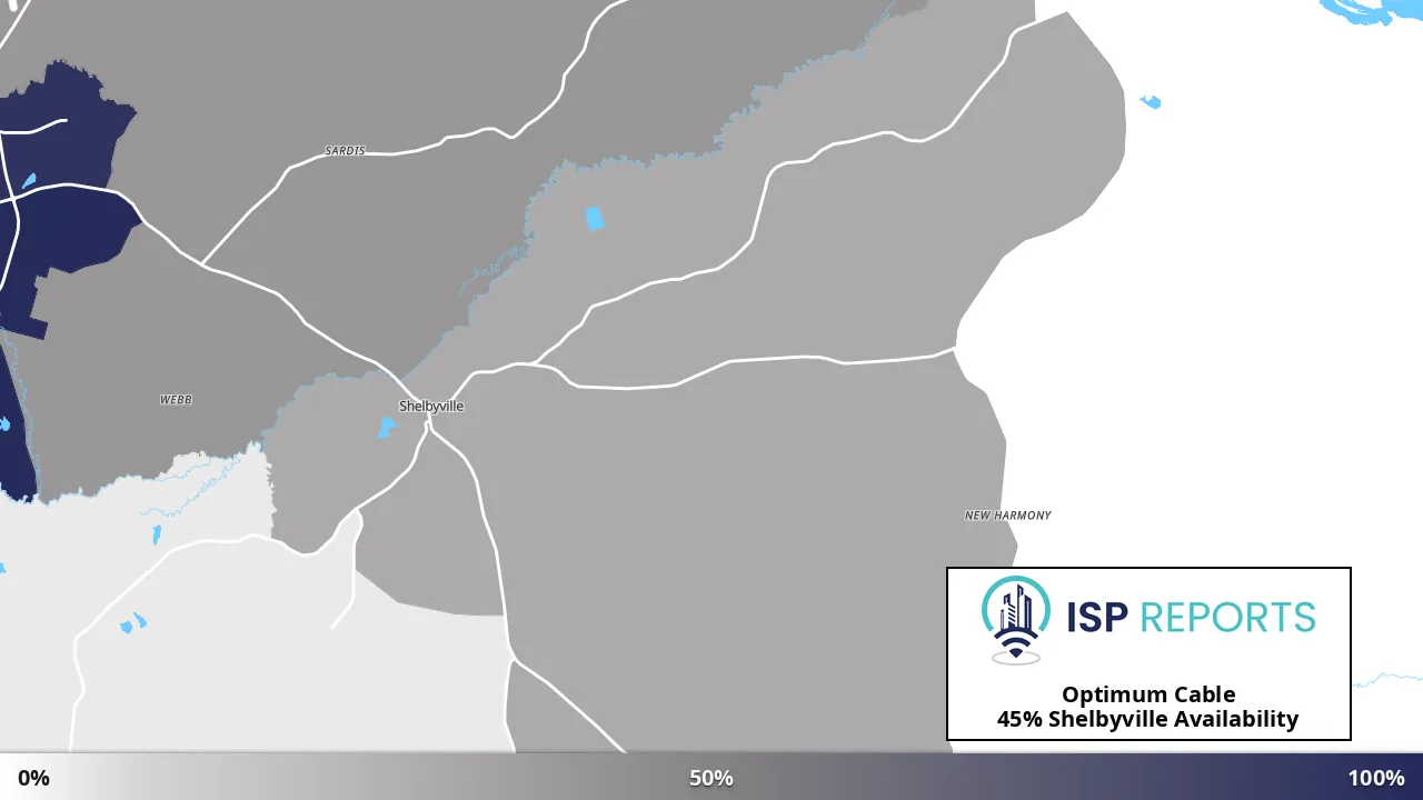 Shelbyville, TX map of internet availability