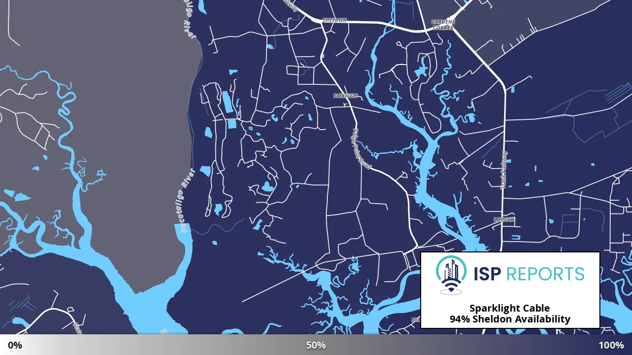 Sheldon, SC map of internet availability