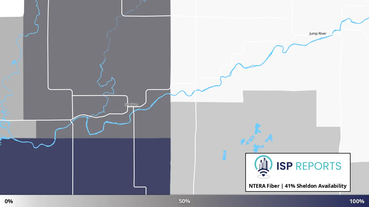 Sheldon, WI map of internet availability
