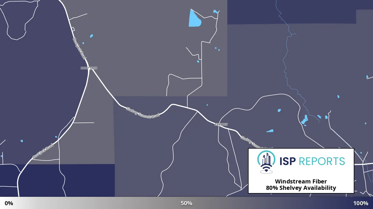 Shelvey, PA map of internet availability