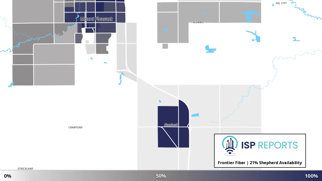 Shepherd, MI map of internet availability