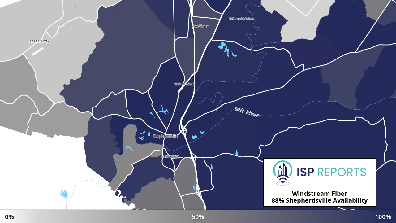 Shepherdsville, KY map of internet availability