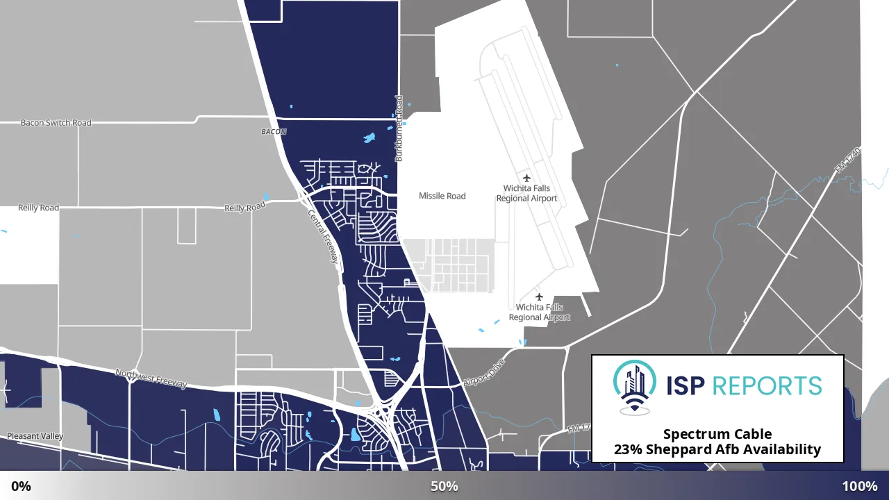 Sheppard Afb, TX map of internet availability