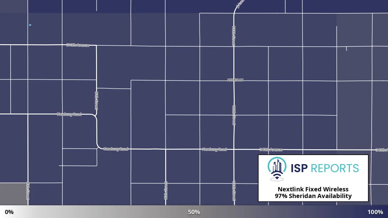 Sheridan, IA map of internet availability