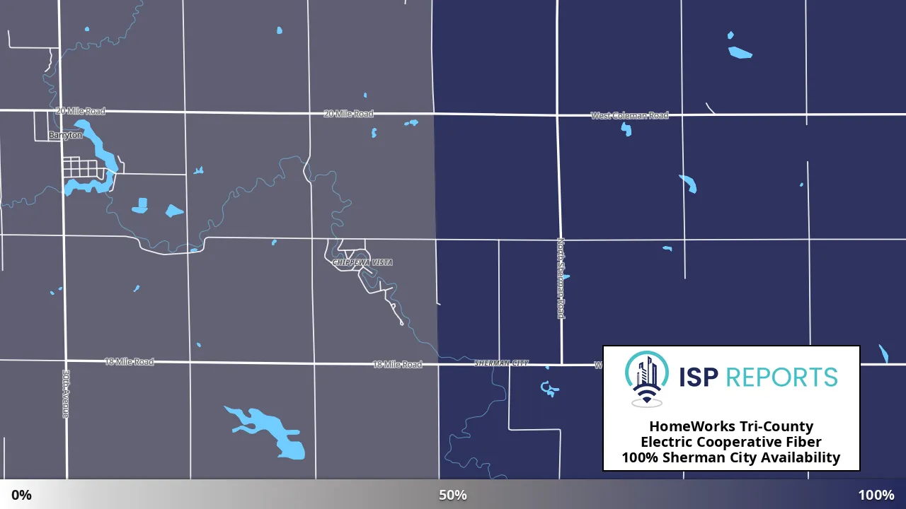 Sherman City, MI map of internet availability