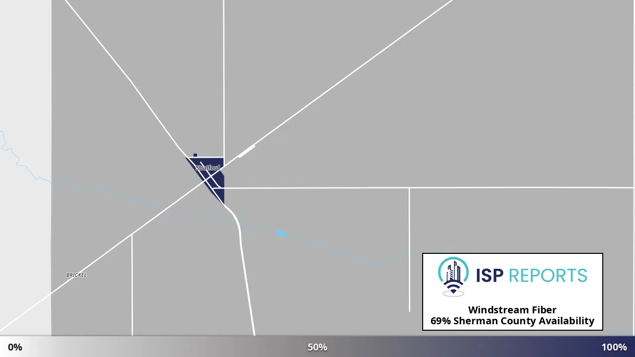 Sherman County, TX map of internet availability