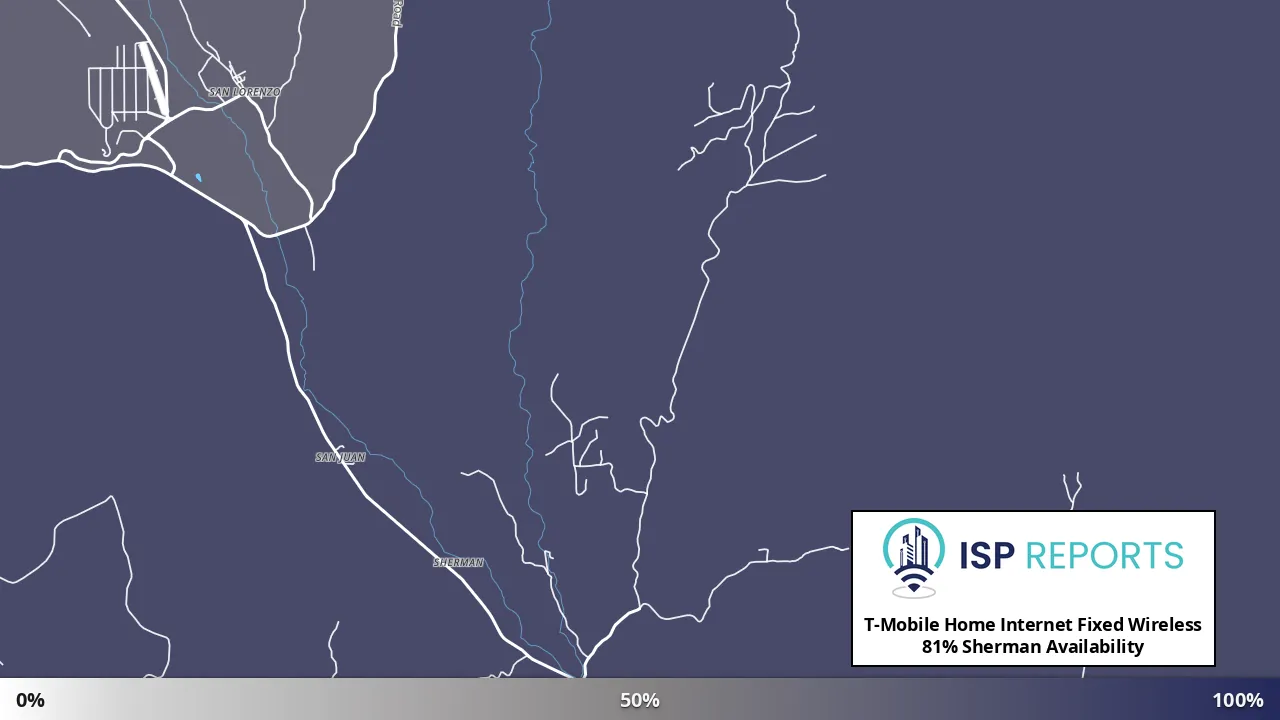 Sherman, NM map of internet availability
