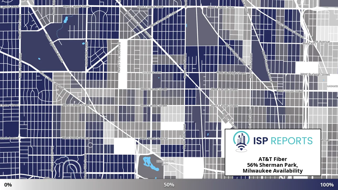 Sherman Park, Milwaukee, WI map of internet availability