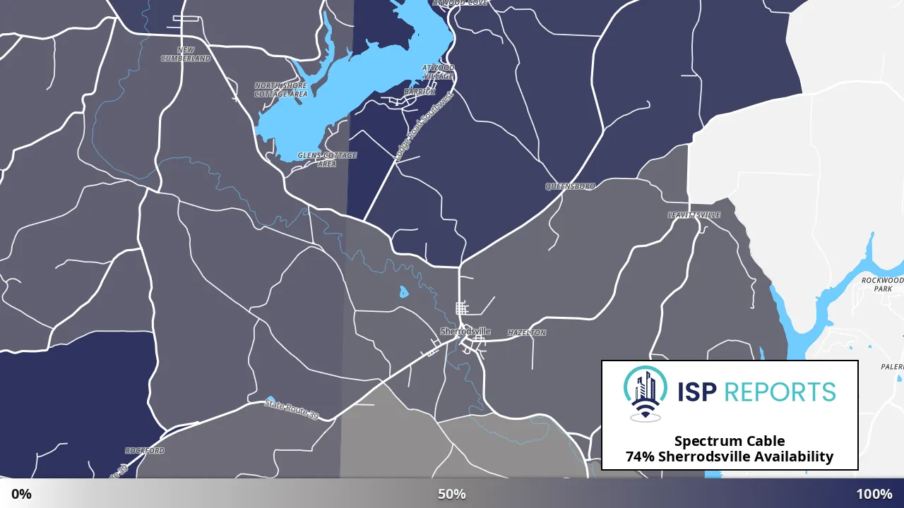 Sherrodsville, OH map of internet availability