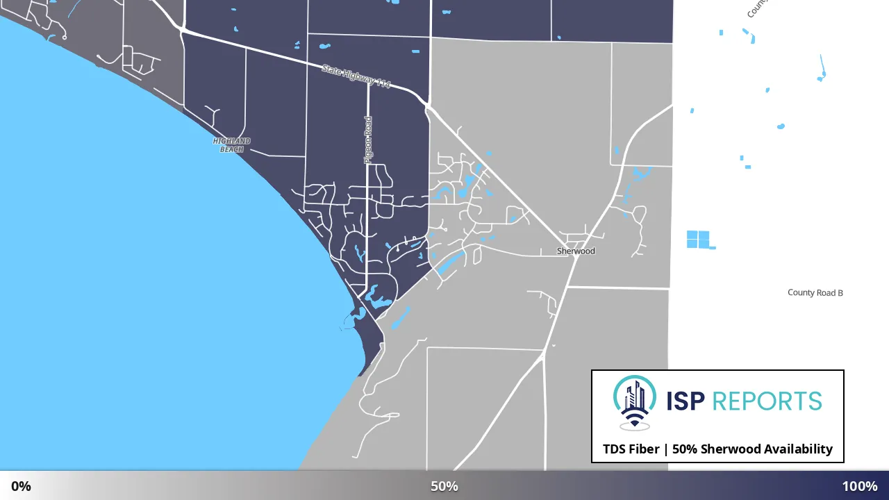 Sherwood, WI map of internet availability