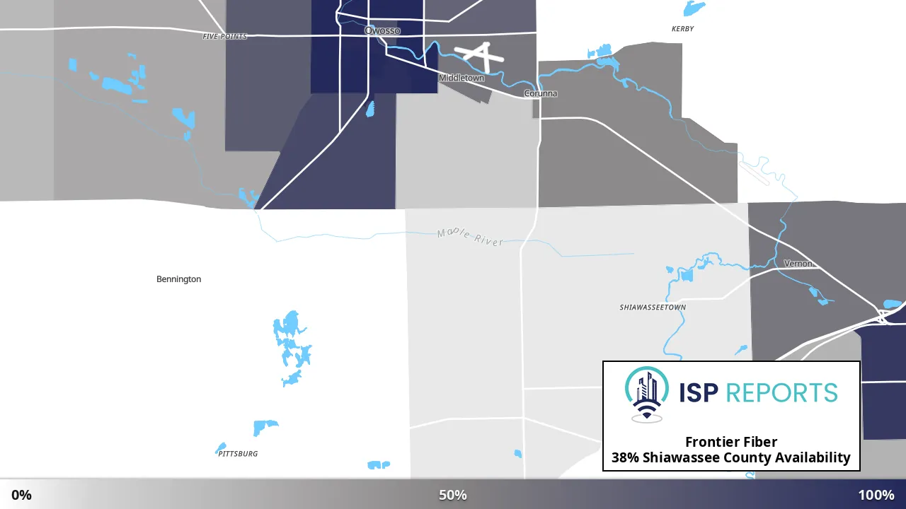 Shiawassee County, MI map of internet availability