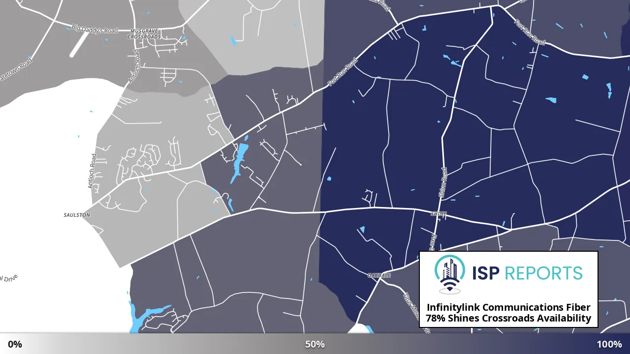 Shines Crossroads, NC map of internet availability