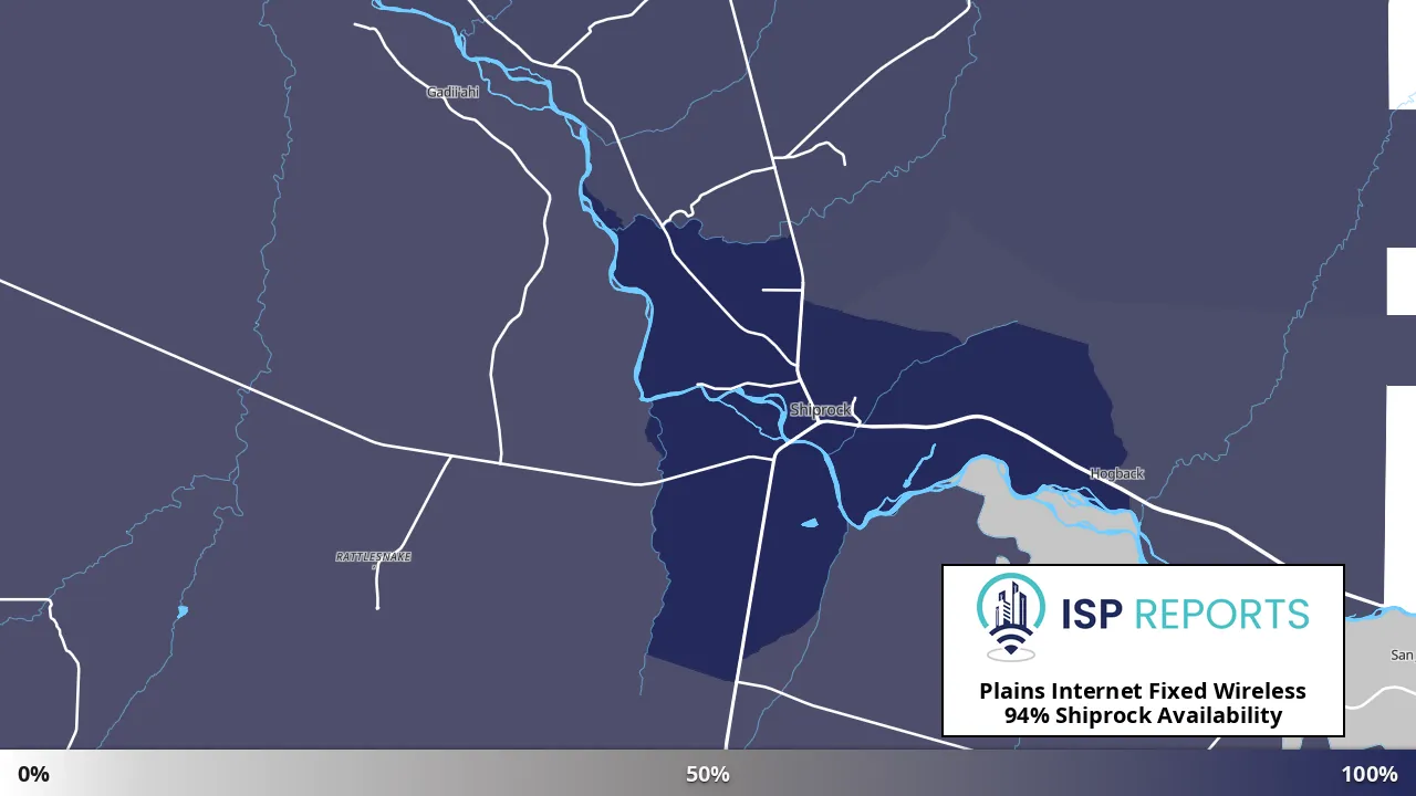 Shiprock, NM map of internet availability