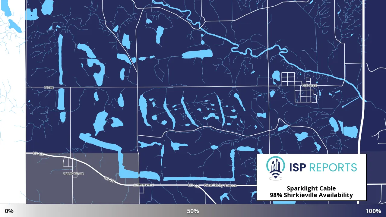 Shirkieville, IN map of internet availability